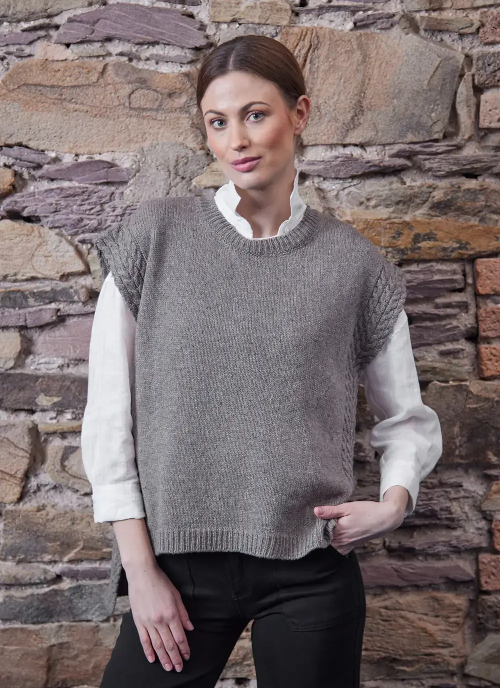 Orla Cable Vest in Rocky Ground